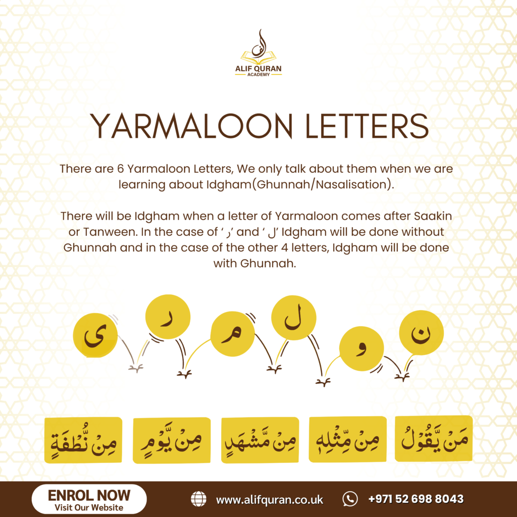 What is Qaida: Understanding Arabic Alphabets 2 YARMALOON LETTERS