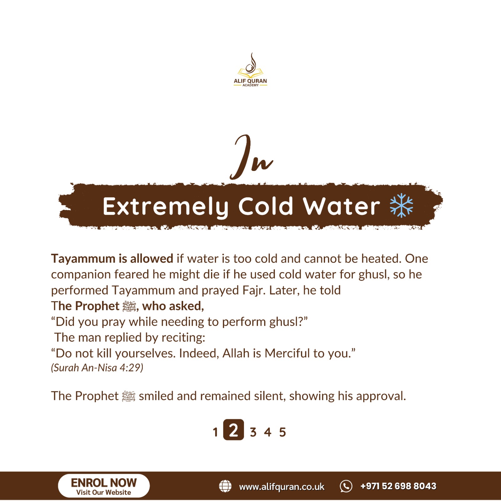 Learn about Tayammum in Islam 5 Extremely Cold Water