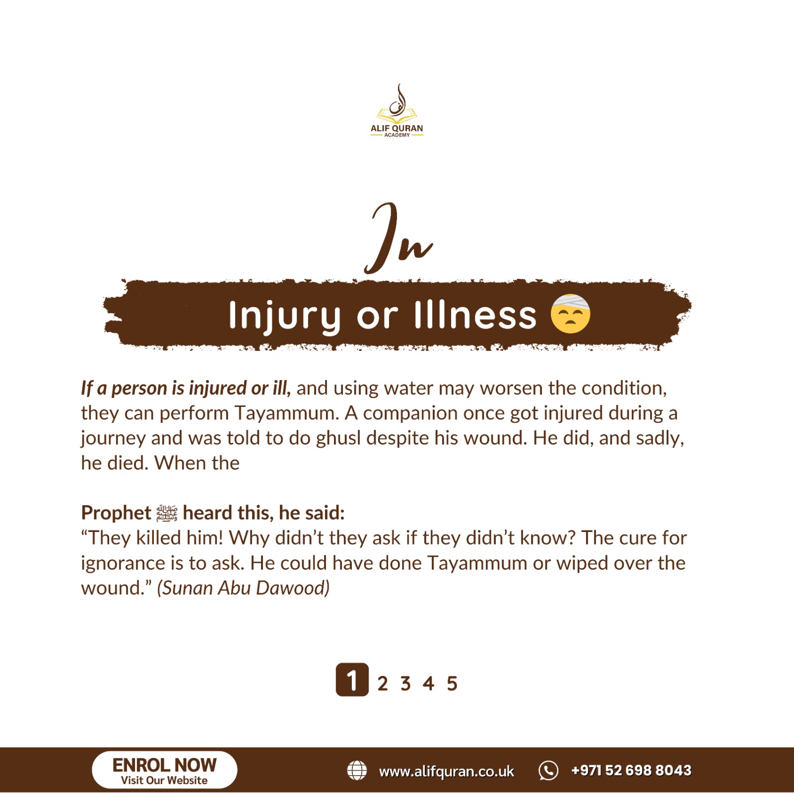 Learn about Tayammum in Islam 6 Injury or illness