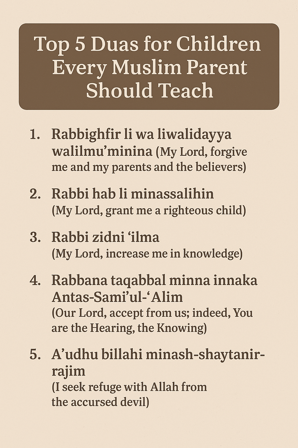 Top 5 Duas for Children Every Muslim Parent Should Teach
