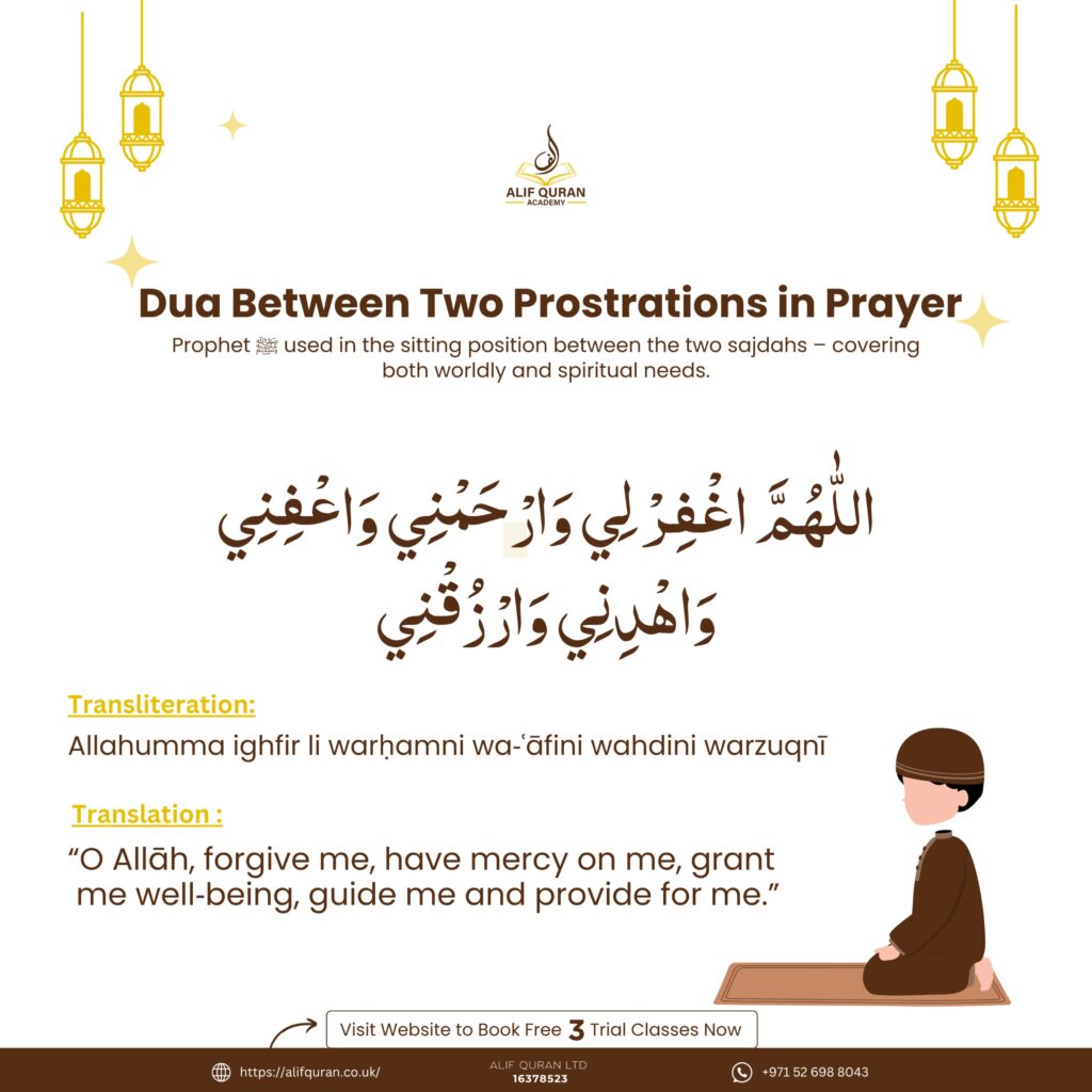 Dua Between Two Prostrations in Prayer