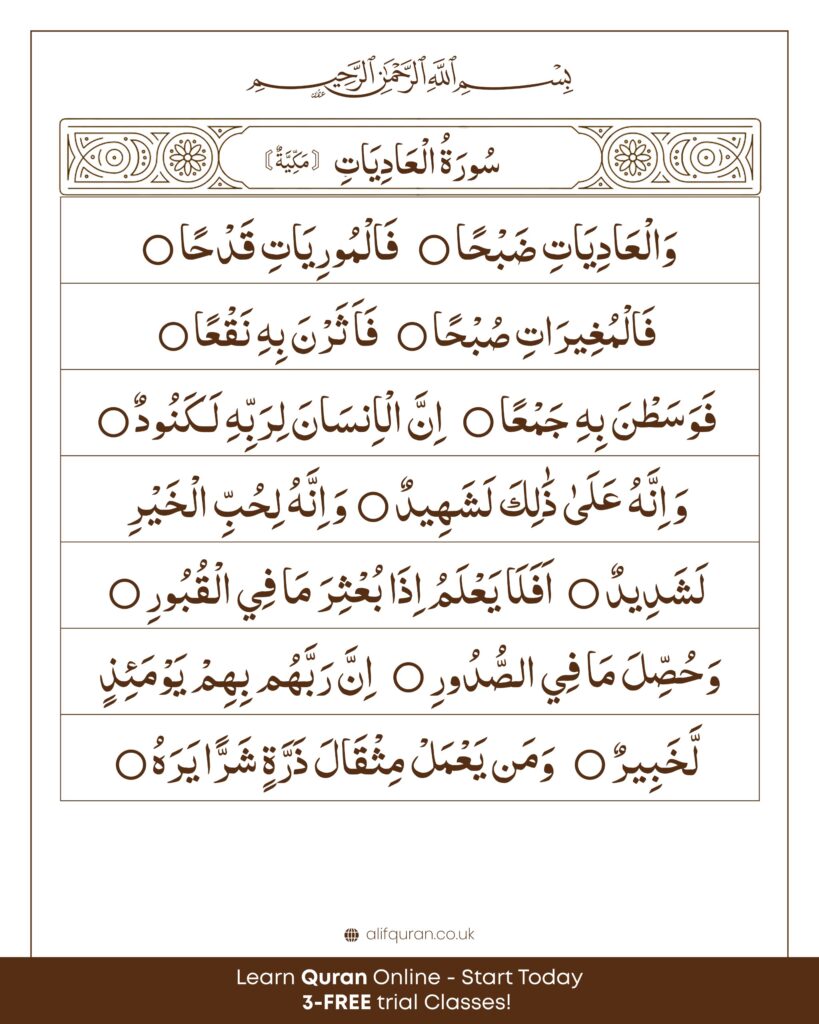surah al adiyat arabic